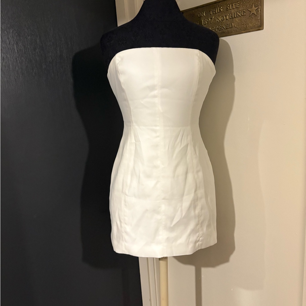 Meshki White Strapless Sheath Mini Dress